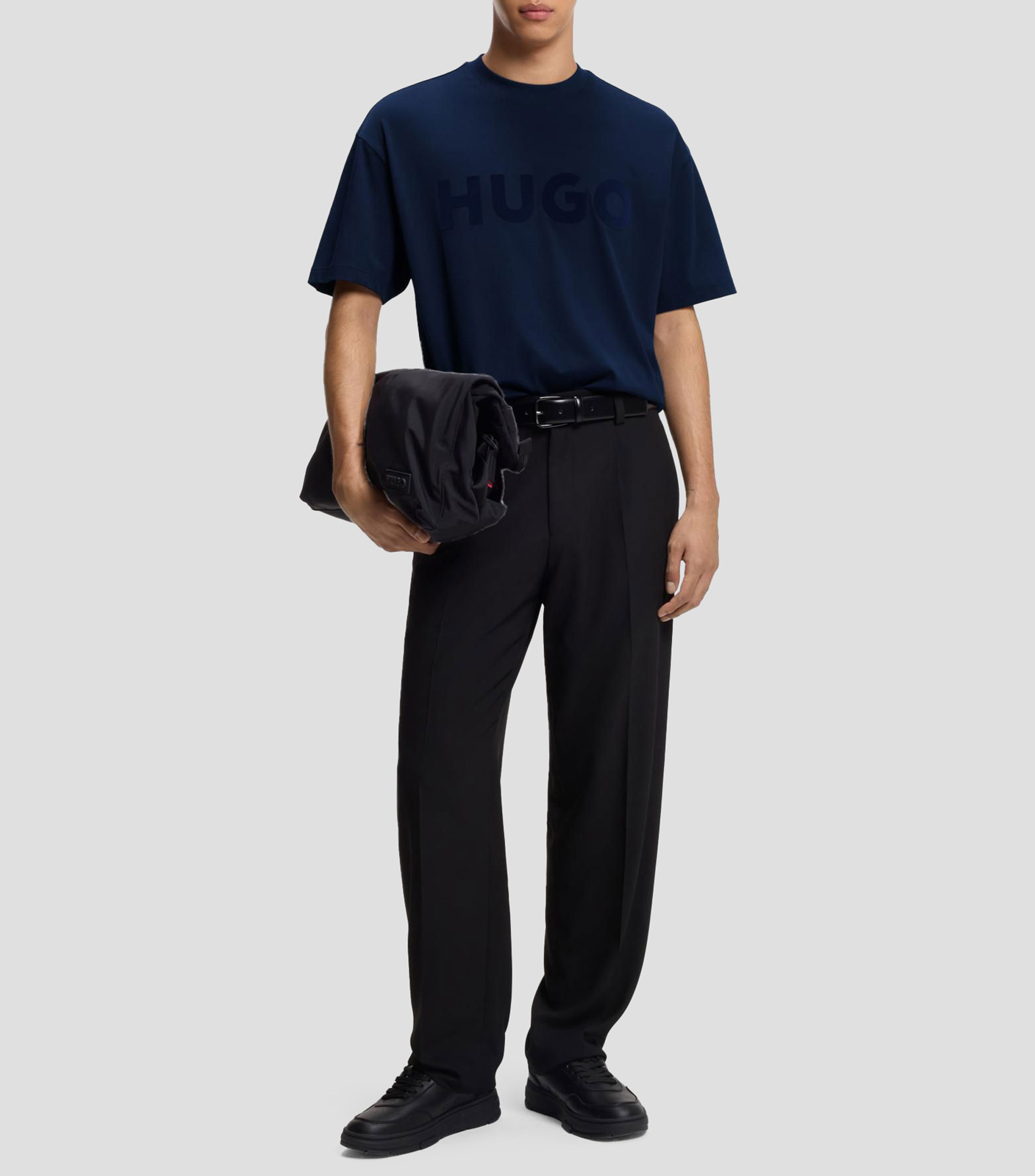 Playera de punto de algodón con logo reflectante Hombre